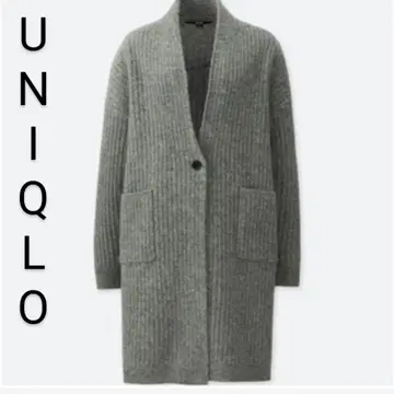 UNIQLO 유니클로 울 리브 니트 코트 가디건 그레이