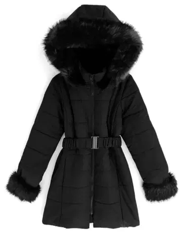 GRL 벨트 포함 퍼 다운 코트 kd13 다운 코트 롱 코트