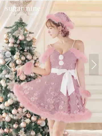 sugar nine 핑크 드레스 세트 산타 코스프레