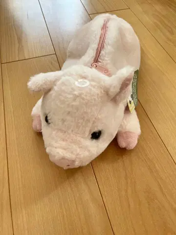 #bestever 돼지 디자인 봉제 인형 지퍼 달린 필통
