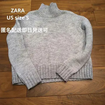 ZARA 터틀넥 굵은 니트 스웨터 US 사이즈 S 그레이