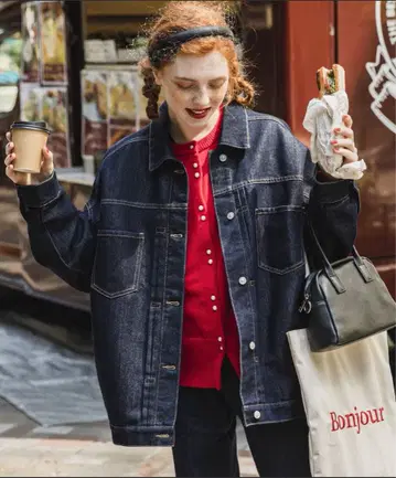 다크 데님 오버 사이즈 자켓