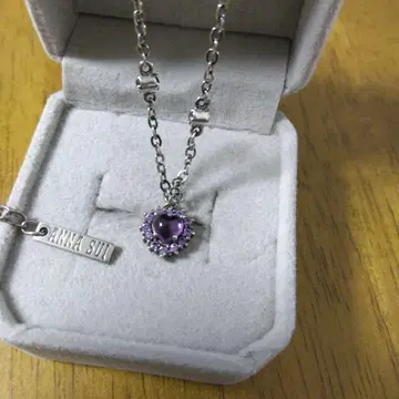 ANNA SUI 보라색 하트형 SILVER925 목걸이