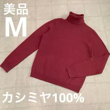 유니클로 캐시미어 100% 터틀넥 스웨터 와인 크림슨 M 새상품급