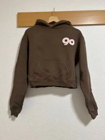 9090 브라운 크롭 후드티