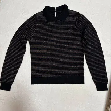 슬로브 이에나 니트 라메 보더 카라 부착