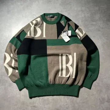 빈티지 절개 그린 베이지 데드스탁 니트 스웨터