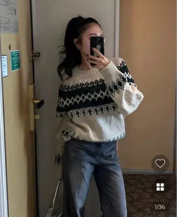 NUGU 노르딕 라운드 니트 베이지