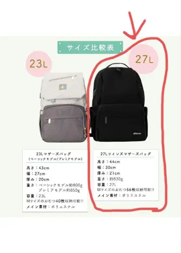 Ponbaby 대용량 27L 마더백 트윈 블랙