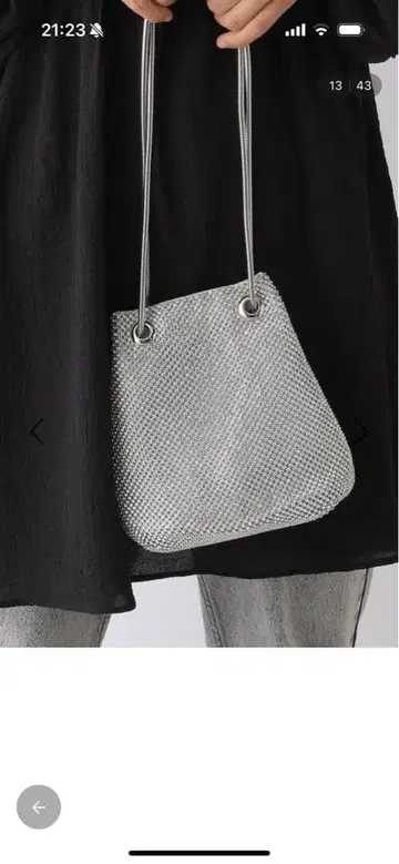 LEPSIM 스톤 메쉬 미니 숄더 실버