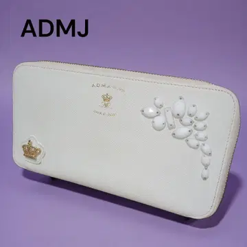 ADMJ 장지갑 라운드 지퍼 스와로브스키 골드 금장 장식