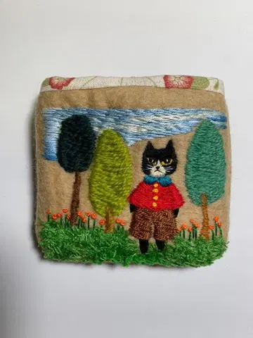 외출 고양이 양모 펠트 원단 파우치