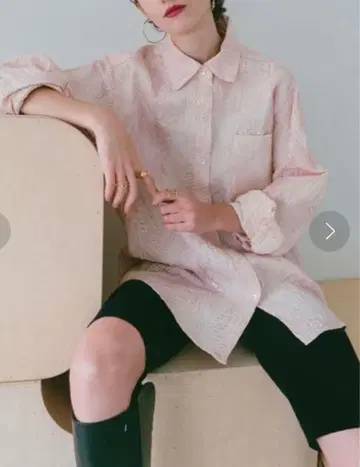 sahara Jacquard 오버 셔츠 핑크