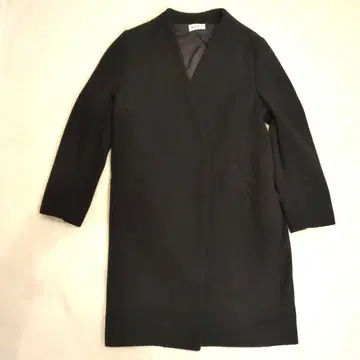 PLST 블랙 노카라 코트