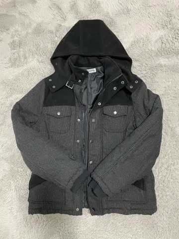 그로스 그레이 다운 자켓 후드 부착