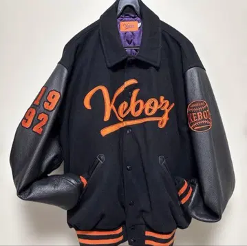 Keboz 케보즈 블루종 가죽 블랙/오렌지