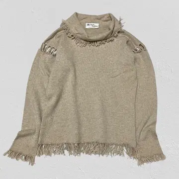 Pearls&Cashimere 프린지 디자인 터틀넥 니트 캐시미어