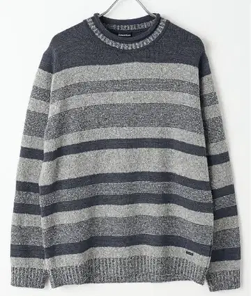 PAPAS PLUS 부클레 MIX 패널 보더 스웨터