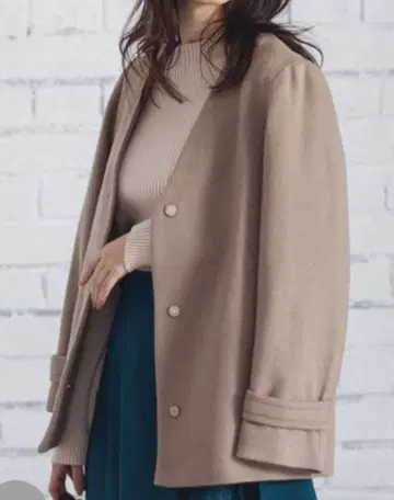 안데뮤 Andemiu 베이지 노카라 자켓 FREE 사이즈