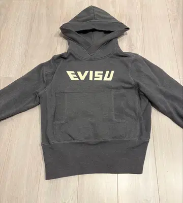 EVISU 에비수 후드티 풀오버 로고 그레이