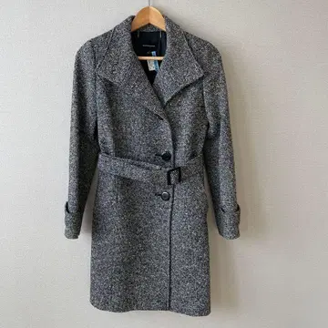 [새상품급] 퀸즈 코트 옷깃 2way 트위드 롱 코트 벨트 포함 1