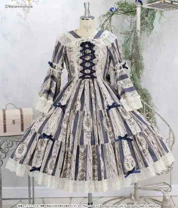 [플러스 사이즈] 앤티크 부케 히메소매 원피스 클래식 블루