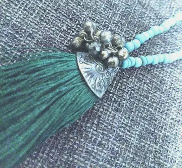 juju 앤티크 비즈 태슬 목걸이 민족 장식품 사용 1점