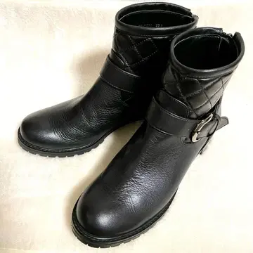 BARCLAY 버클레이 블랙 가죽 엔지니어 부츠 백 지퍼