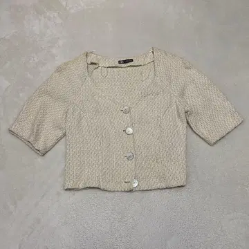 ZARA 자라 자켓 블레이저 스퀘어 넥 숏 베이지 M