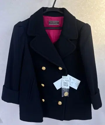 미미앤로저 더블 브레스트 코트 블랙 울 캐시미어