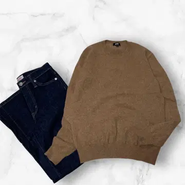 새상품급 유니클로 UNIQLO 캐시미어 100% 쿨넥 스웨터 브라운