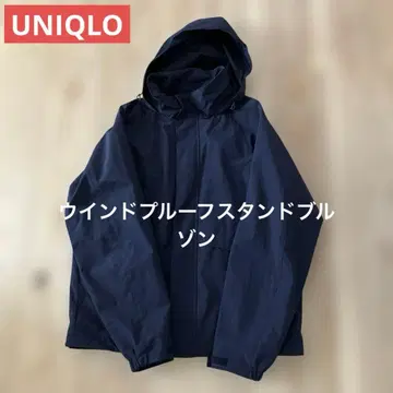 유니클로 UNIQLO 윈드프루프 스탠드 블루종 S 네이비 남녀 공용