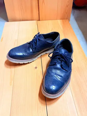 Lee 네이비 가죽 브로그 스타일 신발