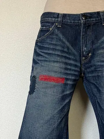 넘버나인 미야시타기 데미지 가공 패치워크 컷오프 하프 데님