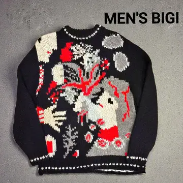 그림체가 뛰어난 MEN'S BIGI 남성용 빈티지 니트 블랙