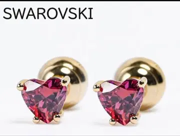 스와로브스키 귀걸이 Stilla 스터드 귀걸이 하트 레드 x 골드