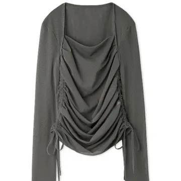 fray i.d 스퀘어 넥 드레이프 튤 상의