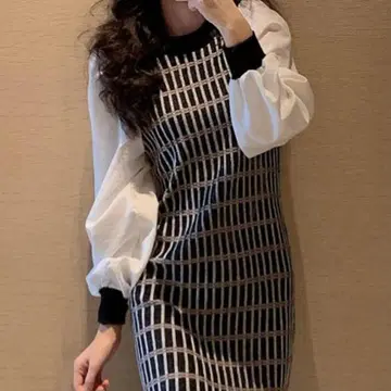 프라이빗 비치 도킹 리브 니트 원피스