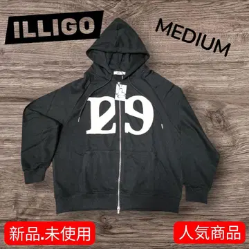 ILLIGO 129 로고 패치 집업 후드티 블랙