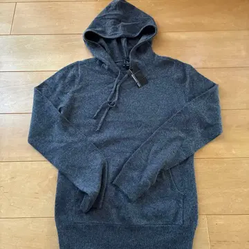 100% 캐시미어 그레이 후드 부착 후드티