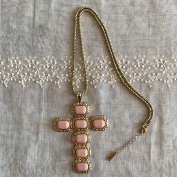 LIZ LISA 펜던트 목걸이 십자가 핑크