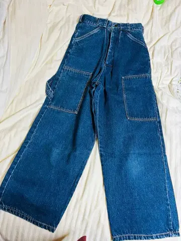 와이드 레그 데님 팬츠 다크 블루 90's