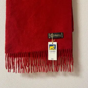 택 포함 새상품 캐시미어 100% 빨간색 프린지 머플러