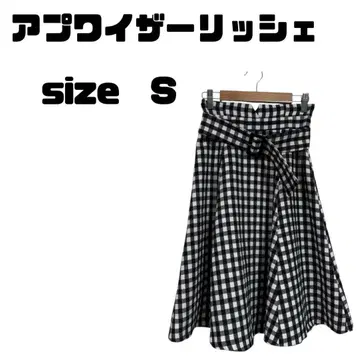 아푸와이저 리셰 깅엄 체크 플레어 스커트 벨트 포함