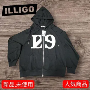 ILLIGO 129 로고 패치 집업 후드티 블랙