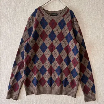 A.P.C. / 아가일 무늬 브라운 계열 니트 M 사이즈