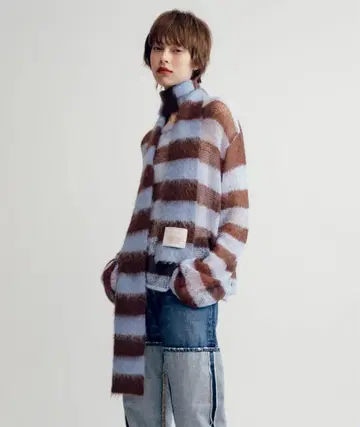 BORDER LOW-GAUGE KNIT SWEATER POPPY