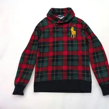 폴로 랄프로렌 체크 속기모 맨투맨 말 자수 160 사이즈 S~M