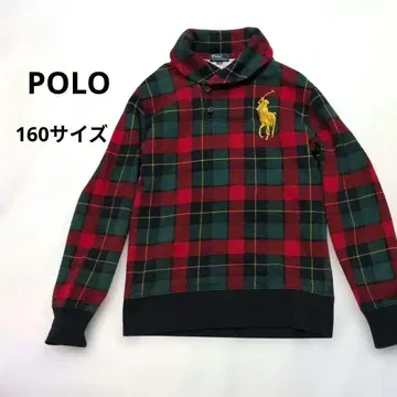폴로 랄프로렌 체크 속기모 맨투맨 빅 포니 160 사이즈 S