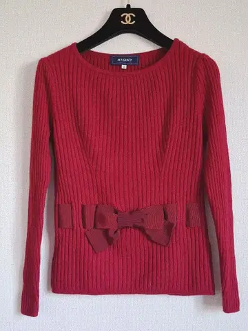 [ 새상품급 ] M'S GRACY 스테디셀러 리본 리브 니트탑